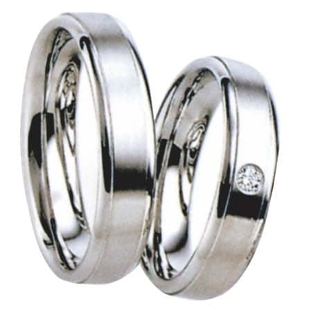 Snubní prsteny č.101, 102 — Bílé zlato 585/1000, zirkon, šíře 5,5mm
