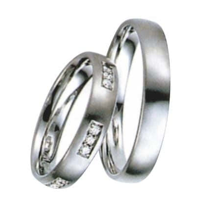 Snubní prsteny č.125,126 — Bílé zlato 585/1000, zirkony, šíře 4mm