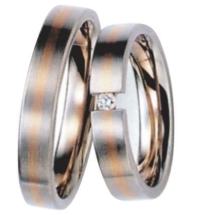 Snubní prsteny č.146, 147 — Bílé a žluté zlato 585/1000, zirkon, šíře 4,5mm