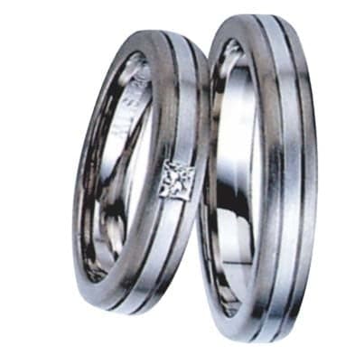 Snubní prsteny č.156, 157 — Bílé zlato 585/1000, zirkon, šíře 4mm