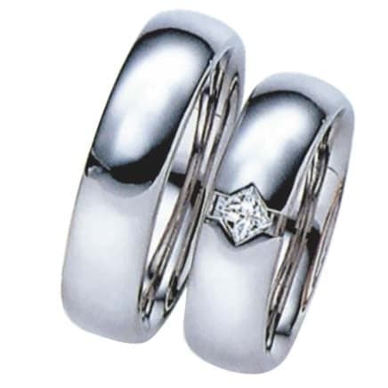 Snubní prsteny č.17, 18 — Bílé zlato 585/1000, zirkon, šíře 6mm