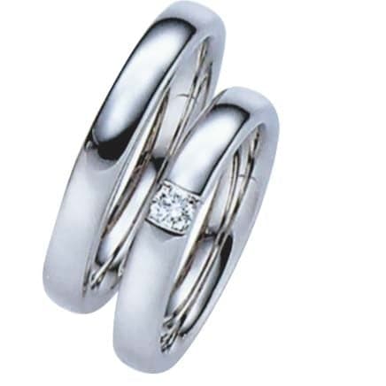 Snubní prsteny č.21, 22 — Bílé zlato 585/1000, zirkon, šíře 4mm