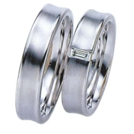 Snubní prsteny č.27, 28 — Bílé zlato 585/1000, zirkon, šíře 5mm