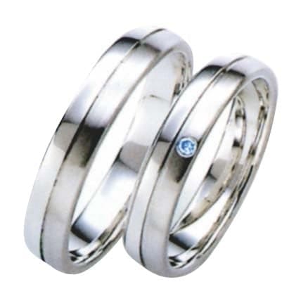 Snubní prsteny č.33, 34 — Bílé zlato 585/1000, zirkon, šíře 4,5mm