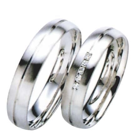 Snubní prsteny č.35, 36 — Bílé zlato 585/1000, zirkony, šíře 6mm