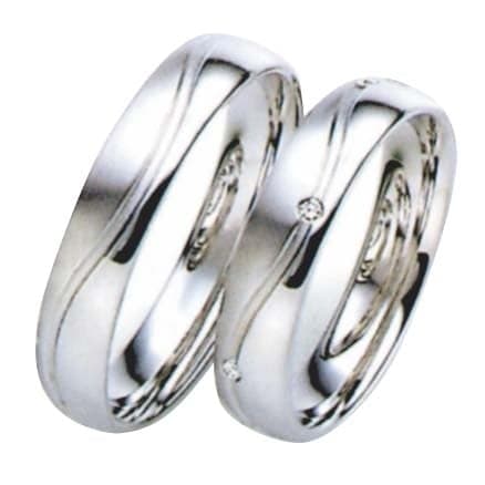 Snubní prsteny č.39, 40 — Bílé zlato 585/1000, zirkon, šíře 6mm