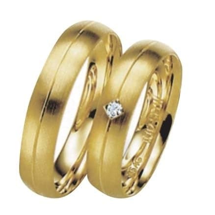 Snubní prsteny č.45, 46 — Žluté zlato 585/1000, zirkon, šíře 5mm