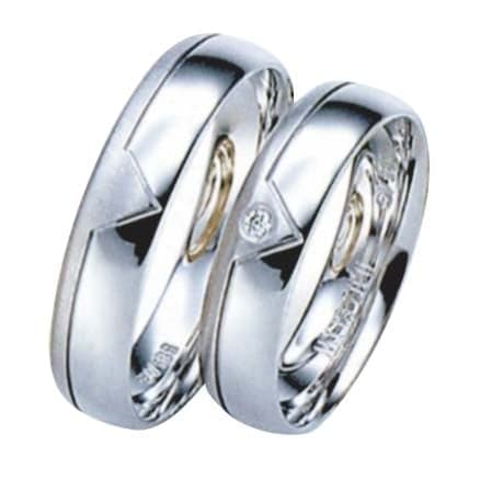 Snubní prsteny č.47, 48 — Bílé zlato 585/1000, zirkon, šíře 6,5mm