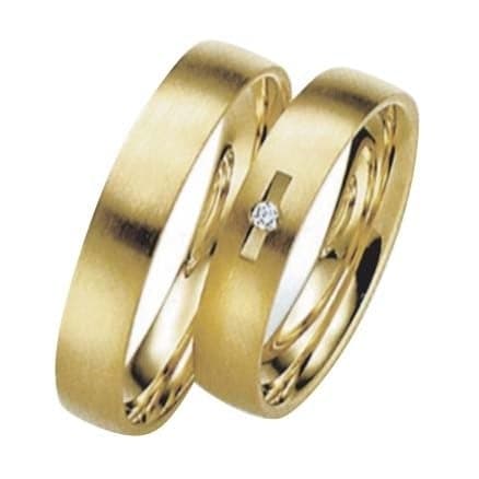 Snubní prsteny č.49, 50 — Žluté zlato 585/1000, zirkon, šíře 5mm