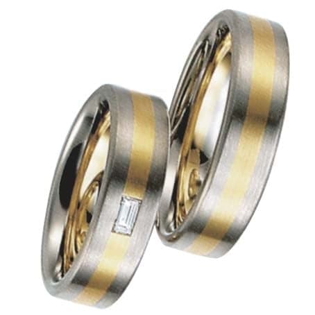 Snubní prsteny č.69, 70 — Bílé a žluté zlato 585/1000, zirkon, šíře 6,5mm