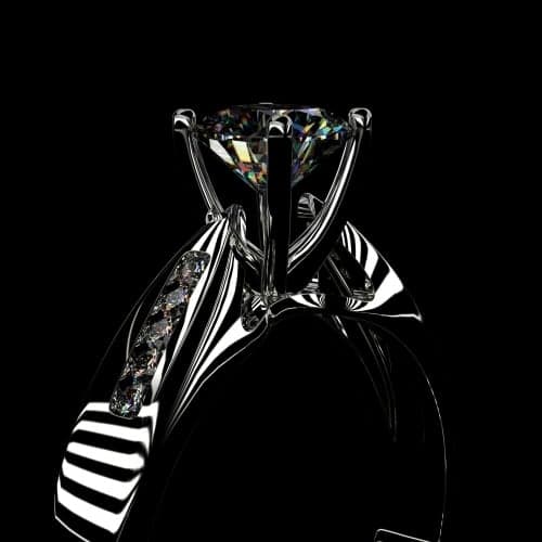 Zlatý prsten zásnubní — bílé zlato 585/000, diamant
